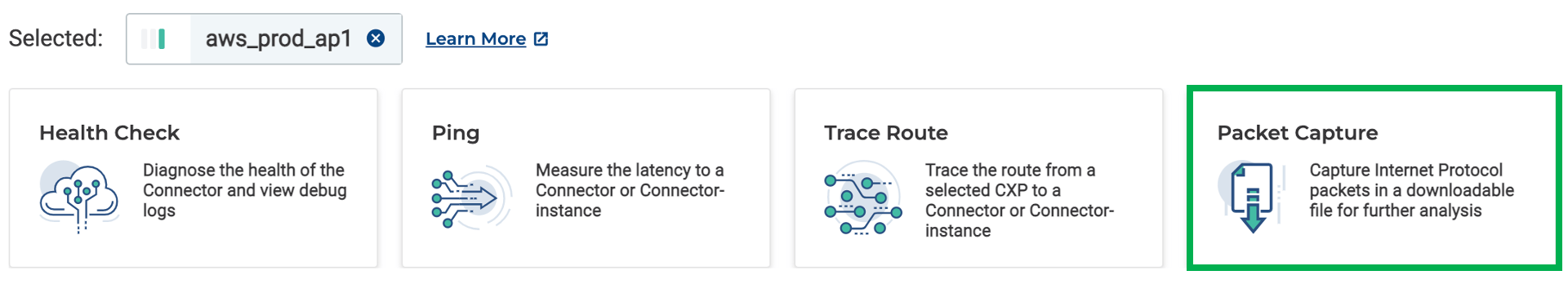 Packet Capture from the List of Diagnostic Tools