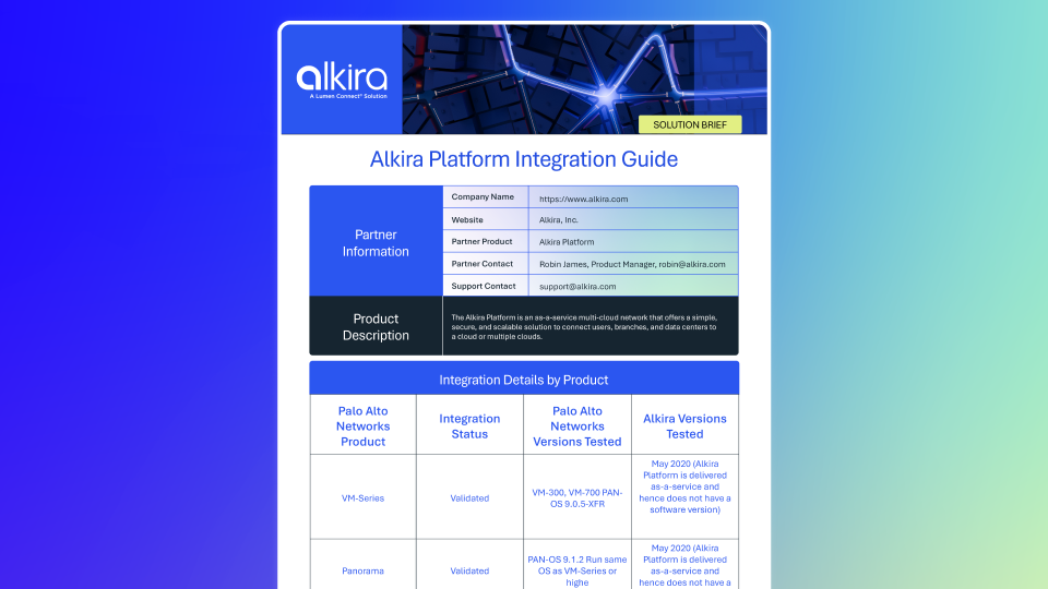 Integration Guide: Palo Alto Networks and Alkira